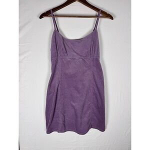 Wild Fable Purple Corduroy Mini Dress Womens Large Sleeveless Empire Waist 90s
